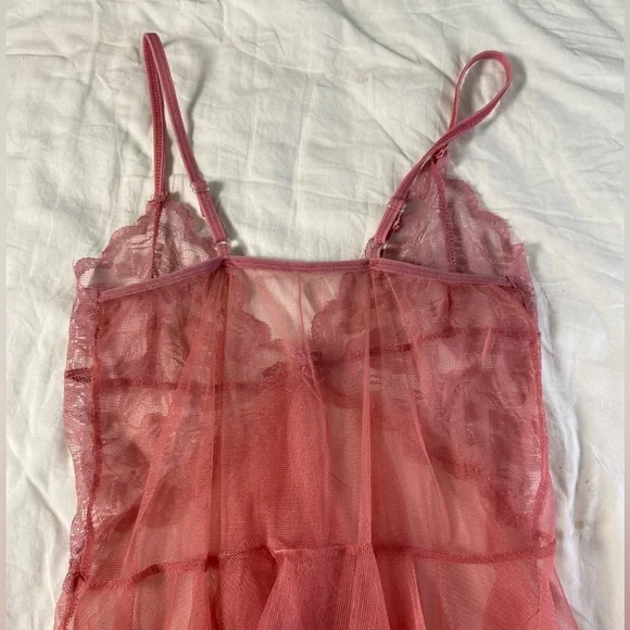 Vintage Y2k Sheer Pink Lace Hanky Hem Fairy Cami Top Whimsigoth Fairy - Picture 12 of 16